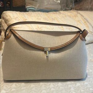 Toteme Beige Shoulder Bag with Brown Trim